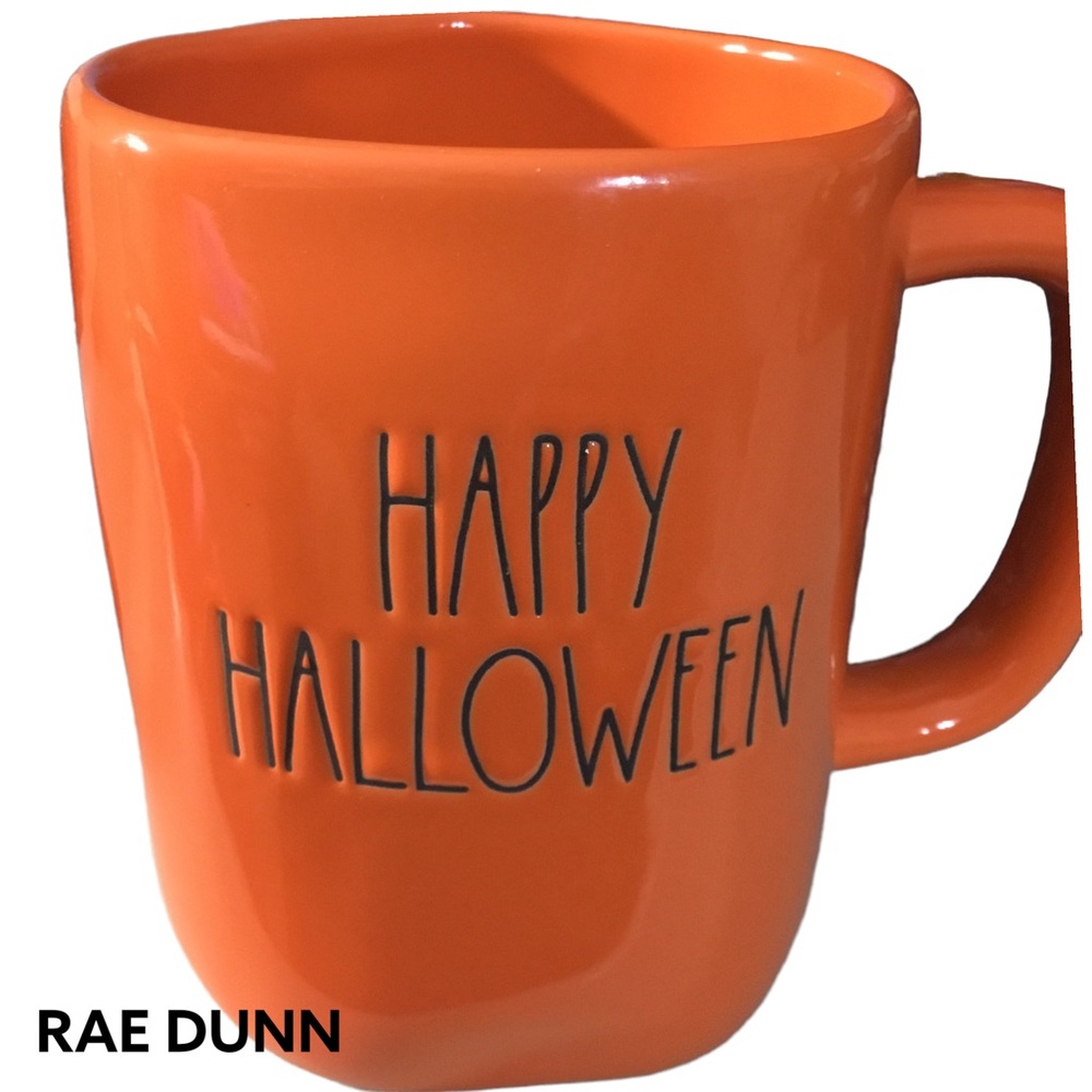 Rae Dunn Coffee Mug happy Halloween Magenta collection Orange Black
